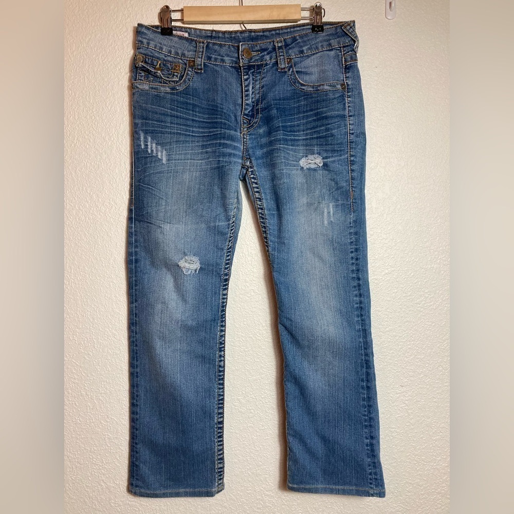 True Religion Billy- Dark Hollow First Edition womens size 30 jeans distressed